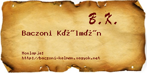 Baczoni Kálmán névjegykártya